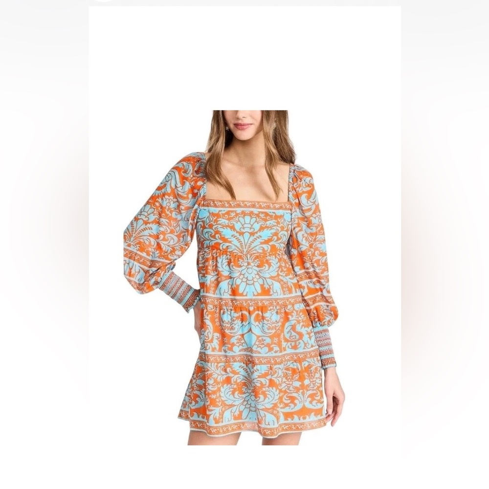 Alice + Olivia Vibrant Orange and Blue Dress